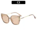 Große Cat-Eye-Sonnenbrille für Damen vintage quadratischer Rahmen modische Retro Brille - Transparent Tee Rahmen Champagner Gläser