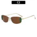 Lunettes de soleil carrées et sans monture chic avec branches en métal doré et décor de feuilles. - C2-Toutes les Lentilles Thé