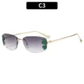 Lunettes de soleil carrées et sans monture chic avec verres dégradés et feuilles. - C3-Dégradé Double Gris