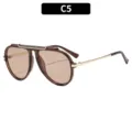Klassische Oversize-Pilotenbrille C5 Braun mit stylischem Metallrahmen für Sonnenschutz. - C5-Dunkler Tee Rahmen Helltee Gläser