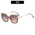 Große Cat-Eye Retro Sonnenbrille für Damen, modische quadratische Farbverlauf Sonnenbrille. - Khaki Schildpatt Rahmen Grau Tee Linsen