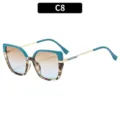 Modische große Cat-Eye Vintage Sonnenbrille im quadratischen Stil mit Farbverlauf-Gläsern. - Blau Schildpatt Rahmen Tee Blau Linsen