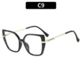 Elegante Oversized Cat-Eye Retro Brille quadratisch in Schwarz und Gold Modestil. - Schwarzer Rahmen