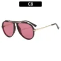 Modische große Piloten Sonnenbrille für Damen und Herren, trendiger Outdoor Sonnenschutz. - C8-Weinroter Rahmen Rote Gläser