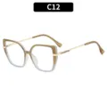 Modische Grosse Katzenauge Vintage Quadratische Brille mit Farbverlauf Gestell C12 - Grün Grau Verlauf Rahmen