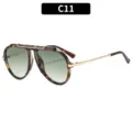 Klassische Schildpatt Piloten-Sonnenbrille mit grünen Verlaufsgläsern und goldenen Metalldetails. - C11-Schildpatt Rahmen Doppelgrüne Gläser
