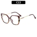 Retro große Katzenaugen Brille mit Schildpatt und goldenen Metallbügeln für Streetwear Style. - Weinrot & Leopard