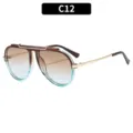 Modische große Piloten-Sonnenbrille mit braun-blauem Gradient für Damen u. Herren - C12-Tee/Blau Verlaufsgläser