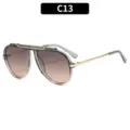 Modische grosse Piloten-Sonnenbrille fuer fuer Damen und Herren, stylischer UV-Schutz fuer Outdoor. - C13-Grau/Tee Verlaufsgläser