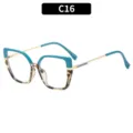Modische Vintage Katzenauge Sonnenbrille quadratisch für Damen, Oversized UV-Schutz Brille. - Blau Tortoise