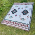Bohemian Woven Picnic Blanket Outdoor Camping Mat Sofa Throw Ethnic Geometric Design - 90*180cm