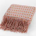 Manta de tiro tejida a cuadros para sofa y cama con flecos decorativa detalle acogedor - Marco - caramelo / 130*152 + 10 cm