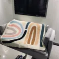 Nordic knitted throw blanket abstract rainbow design cozy sofa cover warm nap blanket - 120x150cm / Rainbow