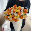 Handmade crochet flower blanket acrylic 3D lily of the valley floral throw cozy home decor. - New - Three-tone Yellow Receptacle + Milky White Lily of the Valley Blanket