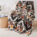Knitted jacquard throw blanket for sofa couch with decorative tassels bohemian geometric pattern - Wool Version 110*130 - 700g / Contrast Color Pendants