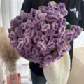 Handmade crochet purple flower bouquet blanket, exquisite knitted floral decor piece. - Upgraded Version - 110cm Diameter Blanket with 99 Flowers / New - Two-tone Purple Receptacle + Milky White Lily of the Valley Blanket