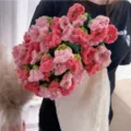 Handmade crochet flower blanket detail showing exquisite 3d knit floral texture and design. - Upgraded Version - 110cm Diameter Blanket with 99 Flowers / New - Two-tone Pink Receptacle + Milky White Lily of the Valley Blanket