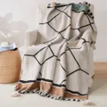 Knitted jacquard throw blanket boho geometric pattern sofa cover cozy nap blanket - Wool Version 110*130 - 700g / Pendant - Breakfast at Tiffany's