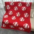Coperta baseball rossa, morbido plaid in ciniglia lavorato a maglia per divano letto casa. - Baseball / Rosso