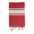 Telo mare turco a righe rosse e bianche con frange eleganti, morbido e assorbente. - 100x180 cm + 10x2 cm frange [380 g] / Righe larghe turche - rosso acceso
