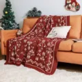 Christmas knitted throw blanket red winter holiday decorative sofa couch blanket soft warm cozy home decor - 130x170cm / Red Couple