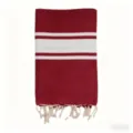 Telo mare turco a righe rosse e bianche con frange, morbido tessuto per l'estate. - 100x180 cm + 10x2 cm frange [380 g] / Righe larghe turche - rosso vino