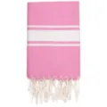 Asciugamano mare turco a righe rosa e bianco con frange in cotone variante articolo - 100x180 cm + 10x2 cm frange [380 g] / Righe larghe turche - rosa