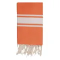 Toalla de playa turca a rayas naranja y blanca con flecos toalla de baño de algodón - Rayas anchas turcas naranja