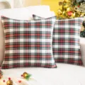 Klassischer karierter Kissenbezug für Sofa, festlicher Heimdekor Kissenbezug ohne Füllung. - 45X45 cm (Ohne Füllung) / Karierte Dekokissen - Rot-Weiß
