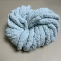 Light blue chunky chenille yarn ball, perfect for hand knitting cozy blankets and throws. - 127x152cm - 2.5kg / Pale Aqua Blue