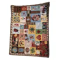 Woven jacquard tapestry blanket multi-colored decorative throw blanket for living room sofa and bed - Rescue Plan World Blanket (With Fringe) - Custom Style / Standard Custom