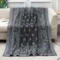 Couverture de canapé tissée jacquard gris noir jeté d'avion salon textile élégant - 130x150cm / Noir et Gris