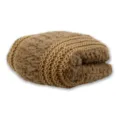 Nordic minimalist knitted faux fur blanket, cozy plush throw for living room and bedroom. - Camel
