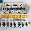 Cozy Halloween plush knitted jacquard throw blanket for sofa couch bed, soft autumn decor. - Pumpkin Black Character