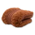 Brown knitted fleece throw blanket for living room bedroom, modern nordic soft fuzzy blanket. - Brown