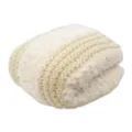 Close-up detail of soft knitted throw blanket in ivory mink fleece for cozy home decor. - Off White