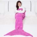 Coperta a coda di sirena lavorata a mano, morbida e accogliente dettaglio da letto. - Bambini 140x70cm / Rosso rosa