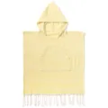 Kinder Kapuzen Strandtuch gelb weiss gestreift Poncho Bademantel mit Tasche und Fransen - Türkischer Bademantel mit feinen Streifen - Gelb