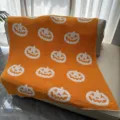 Orange knit jacquard pumpkin blanket soft cozy throw blanket for living room sofa. - Orange Pumpkin