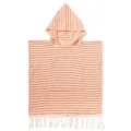 Gestreifter Kapuzen-Strandtuch für Kinder, weicher Poncho Bademantel mit Tasche und Fransen. - Gestreifter türkischer Bademantel - Orange