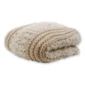 Knitted plush throw blanket, cozy beige soft fleece blanket for warm bedroom decor style. - Khaki