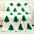 Christmas plush throw blanket with green pine tree pattern, soft fuzzy fleece cozy bed sofa blanket - Christmas Tree - Small