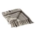 Plaid de canapé tissé en jacquard avec franges, couverture décorative en coton pour salon. - Gris foncé