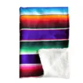 Mexican rainbow baby blanket with sherpa lining, colorful striped fleece throw for nap. - Purple