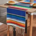 Colorful Mexican striped table runner with woven tassels, perfect for party tablecloth decor. - 35*215cm with Tassels 10*2 - 200g / Mexican Blanket - Royal Blue Series