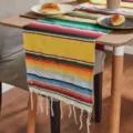 Mexican table runner vibrant striped woven blanket party dining table decor fringe style - Mexican Blanket - Yellow Tones