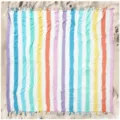 Colorful striped beach towel with tassels, 100% cotton large bath towel for summer vacation. - Rainbow Striped