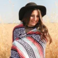 Mexican style geometric woven blanket, vibrant striped design for outdoor picnic or yoga mats. - Black/Green/Red