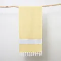 Yellow and white geometric diamond pattern woven jacquard beach towel with fringe detail. - 100x180cm (380g) / Bright yellow