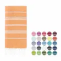 Turkish beach towel woven striped cotton blanket with decorative tassels and multi-color options. - Turkish Horizontal Striped - Orange